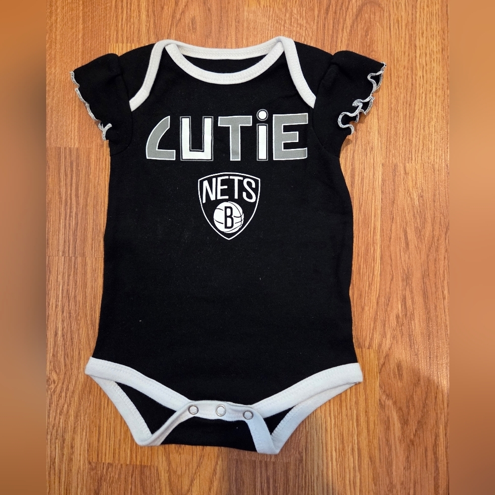 NBA Brooklyn Nets Baby Fan Girl Bodysuit 0-3 Months NWOT Basketball Cotton